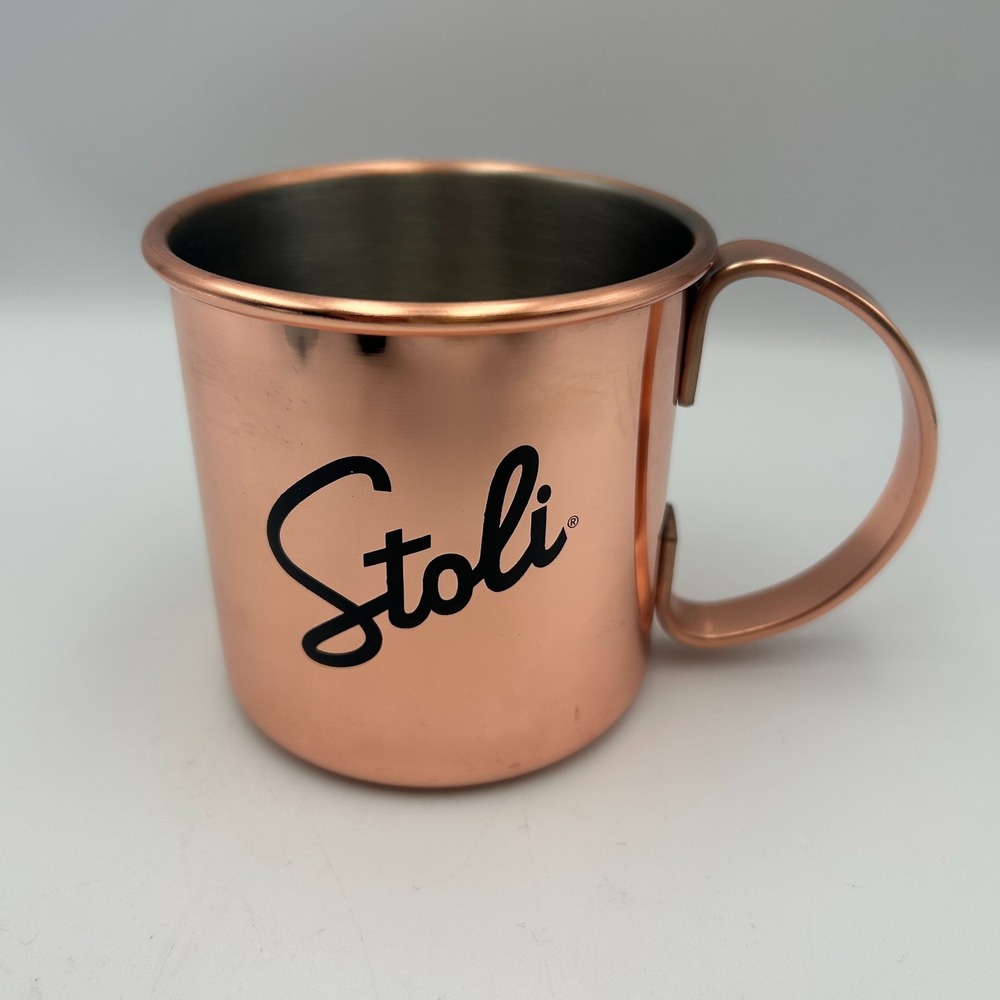Stoli Vodka Copper Moscow Mule Mug Copper Camping Stainless Steel Logo 12oz Gag
